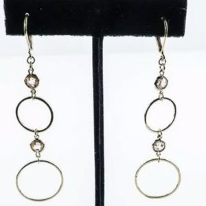 Gold Plated 4 Tier Drop Earrings Circle Design with .17ct Champagne Swarovski